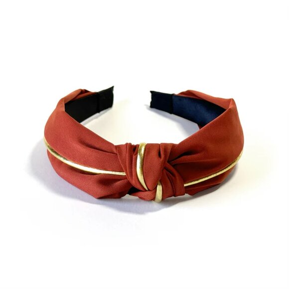 NWOT Blair Top Knot Gold Piped Red Headband - Picture 6 of 6